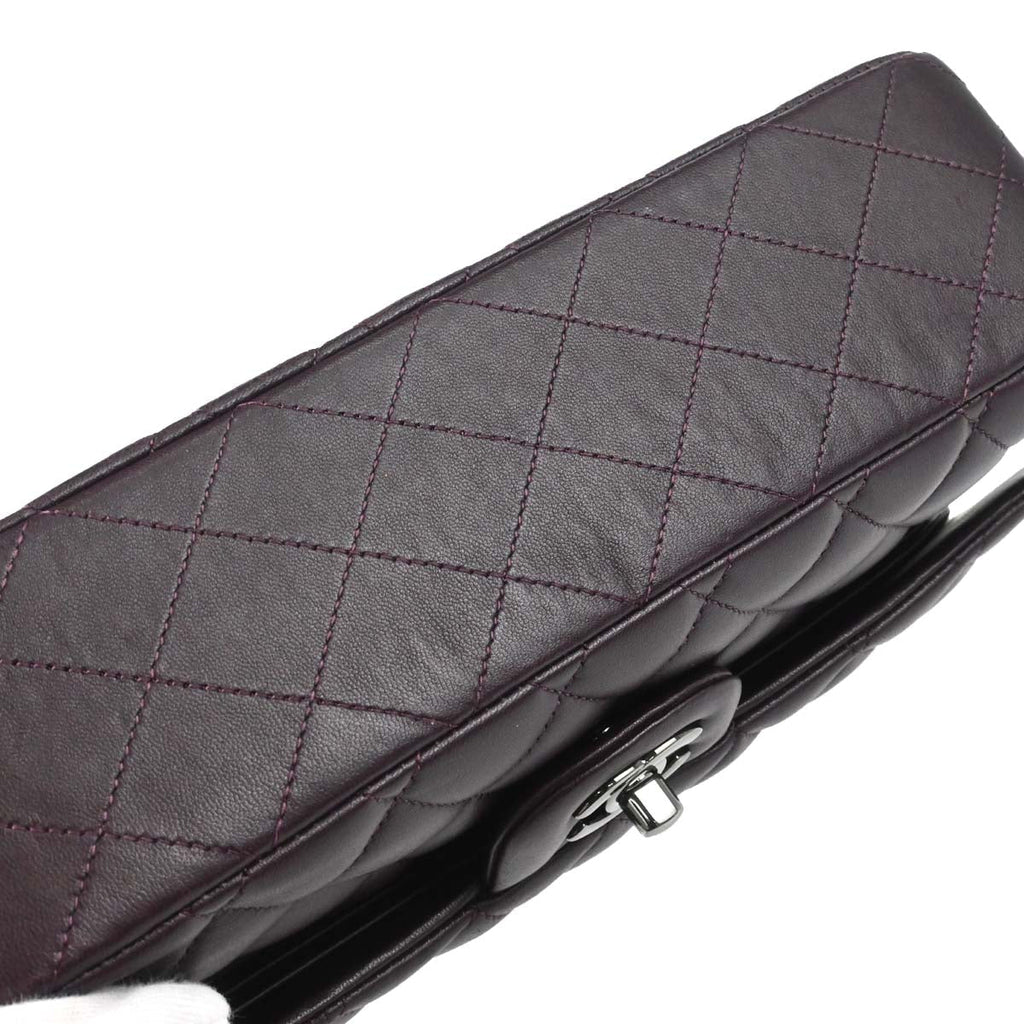 Chanel 2011 Purple Lambskin Medium Classic Double Flap Shoulder Bag