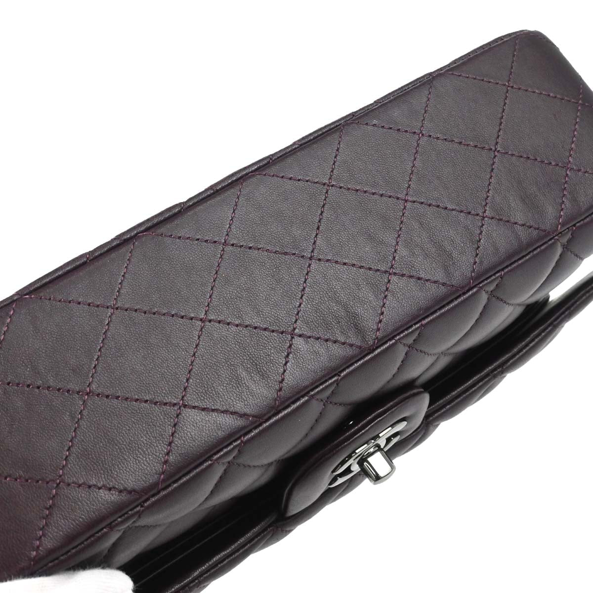 Chanel 2011 Purple Lambskin Medium Classic Double Flap Shoulder Bag