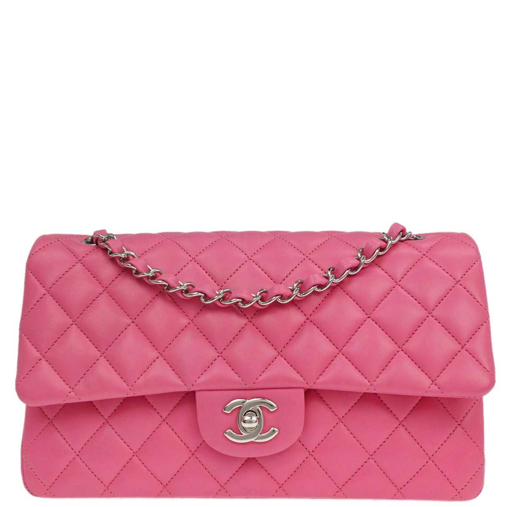 Chanel 2019 Pink Lambskin Medium Classic Double Flap Shoulder Bag