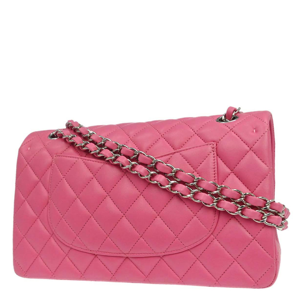 Chanel 2019 Pink Lambskin Medium Classic Double Flap Shoulder Bag