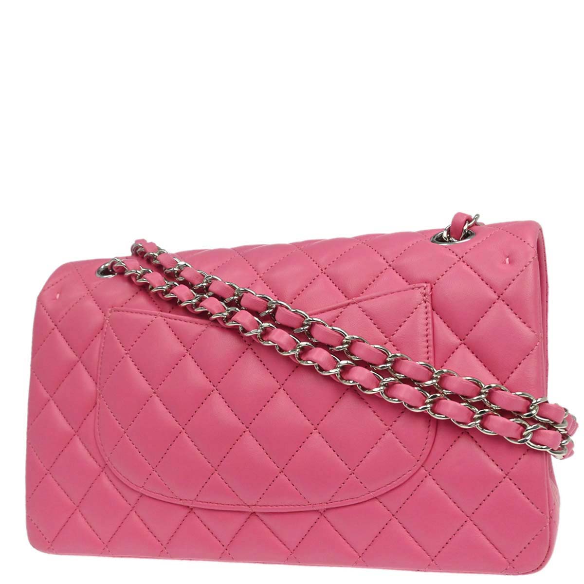 Chanel 2019 Pink Lambskin Medium Classic Double Flap Shoulder Bag