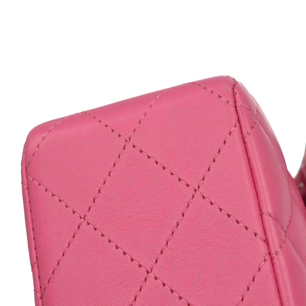 Chanel 2019 Pink Lambskin Medium Classic Double Flap Shoulder Bag