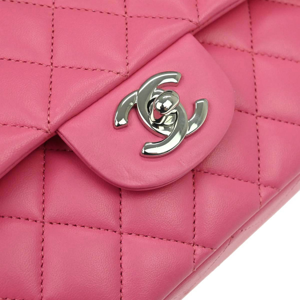 Chanel 2019 Pink Lambskin Medium Classic Double Flap Shoulder Bag