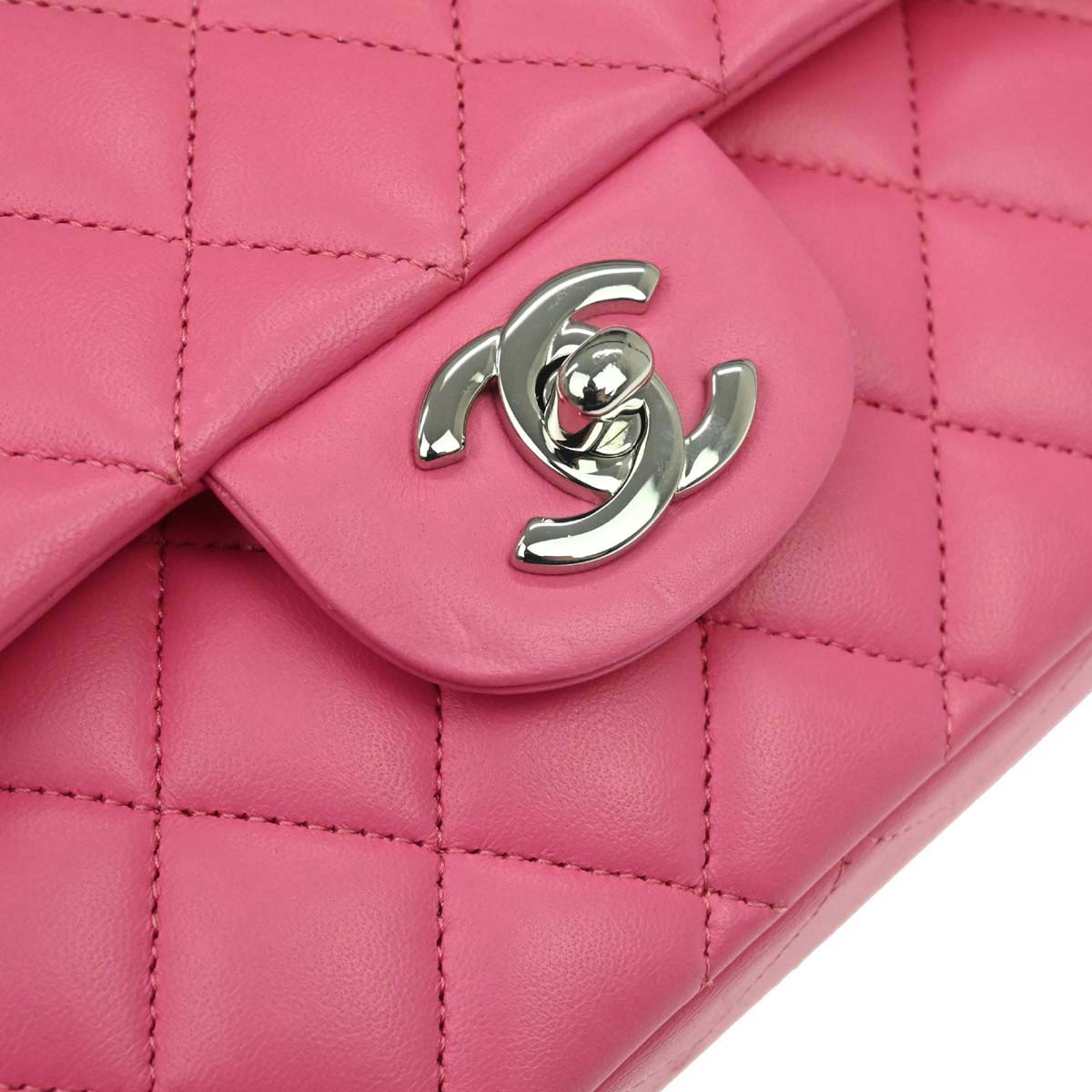 Chanel 2019 Pink Lambskin Medium Classic Double Flap Shoulder Bag