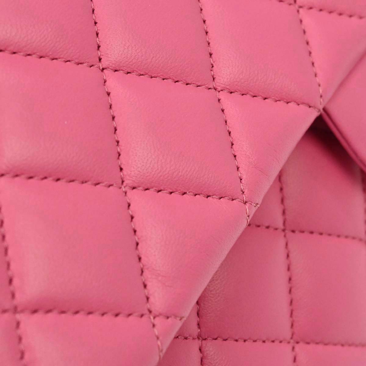 Chanel 2019 Pink Lambskin Medium Classic Double Flap Shoulder Bag