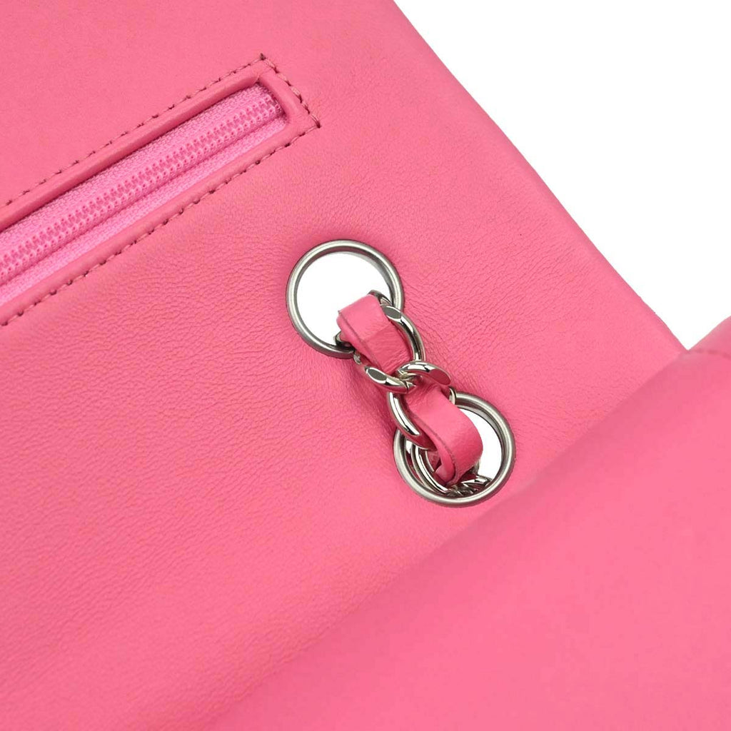Chanel 2019 Pink Lambskin Medium Classic Double Flap Shoulder Bag
