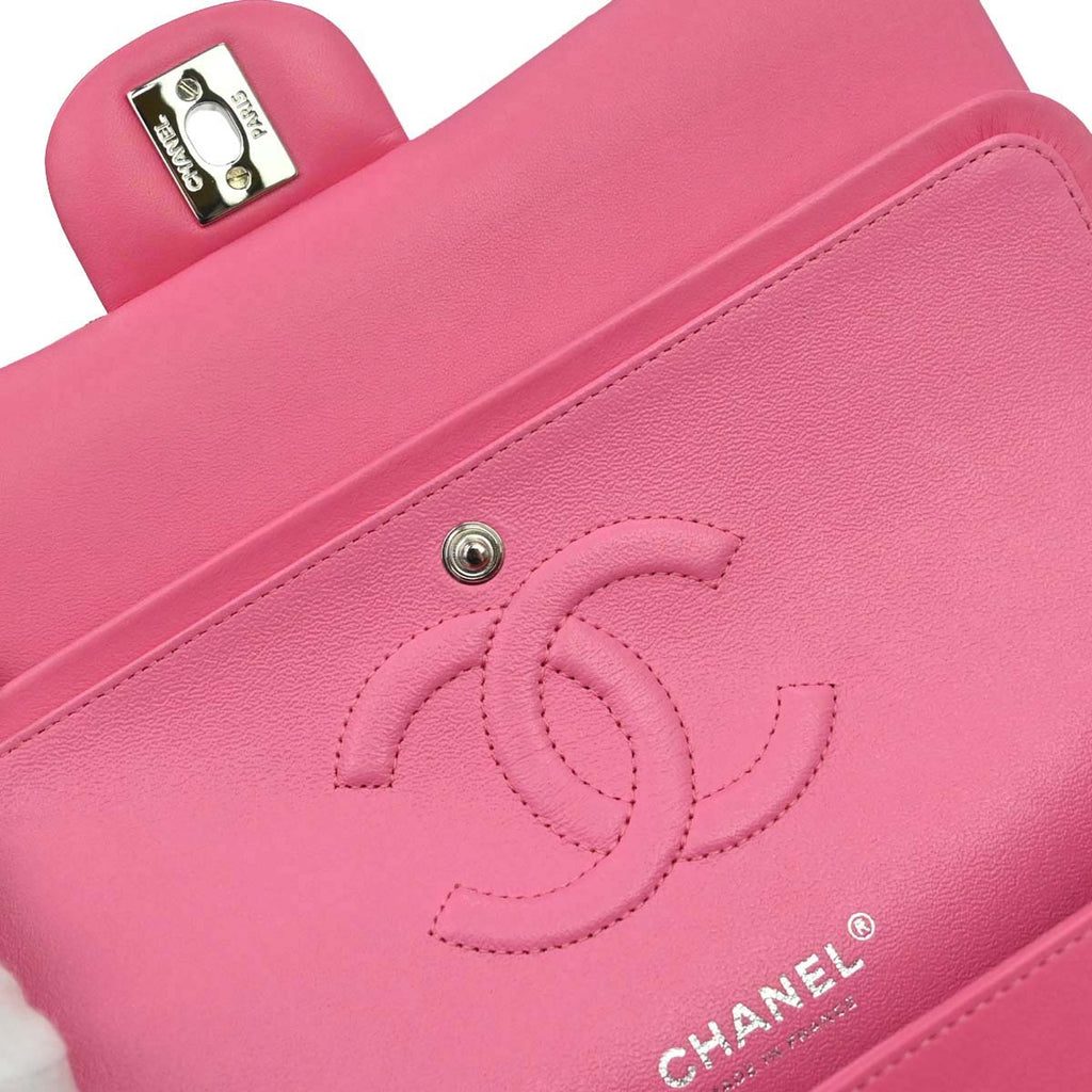 Chanel 2019 Pink Lambskin Medium Classic Double Flap Shoulder Bag