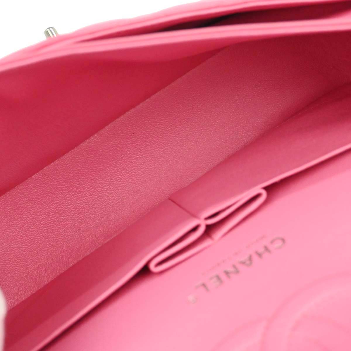 Chanel 2019 Pink Lambskin Medium Classic Double Flap Shoulder Bag