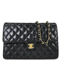 Chanel 2010-2011 Black Lambskin Turnlock Medium Half Flap Shoulder Bag