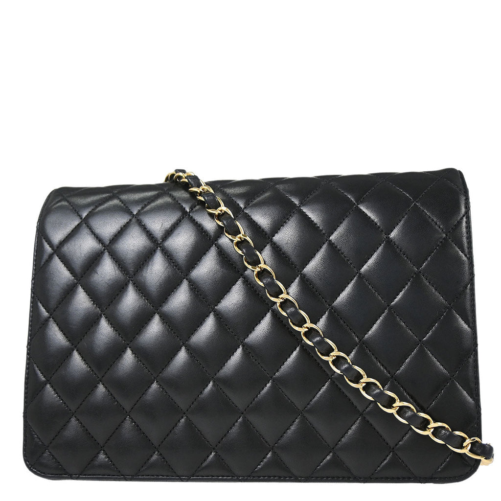 Chanel 2010-2011 Black Lambskin Turnlock Medium Half Flap Shoulder Bag