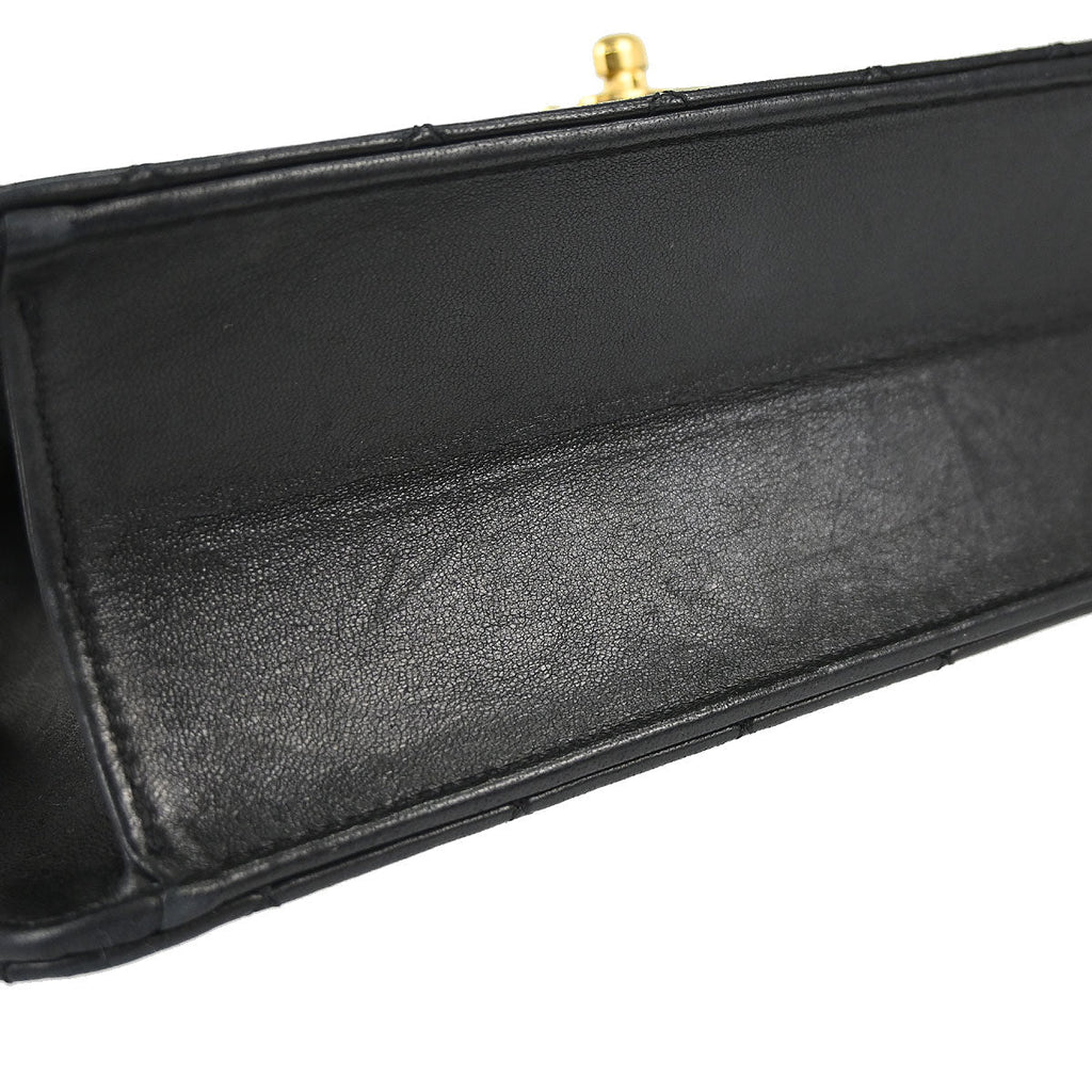 Chanel 2010-2011 Black Lambskin Turnlock Medium Half Flap Shoulder Bag