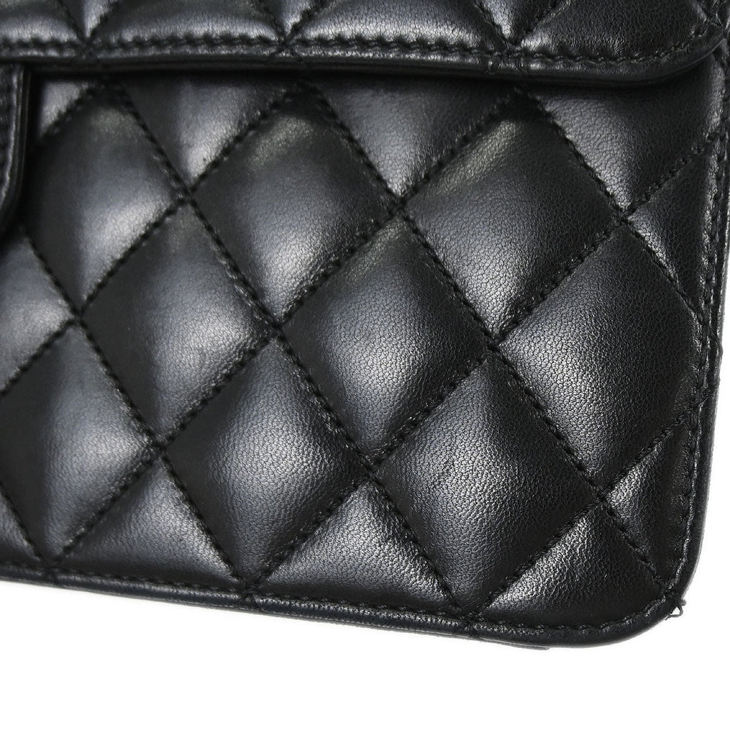 Chanel 2010-2011 Black Lambskin Turnlock Medium Half Flap Shoulder Bag
