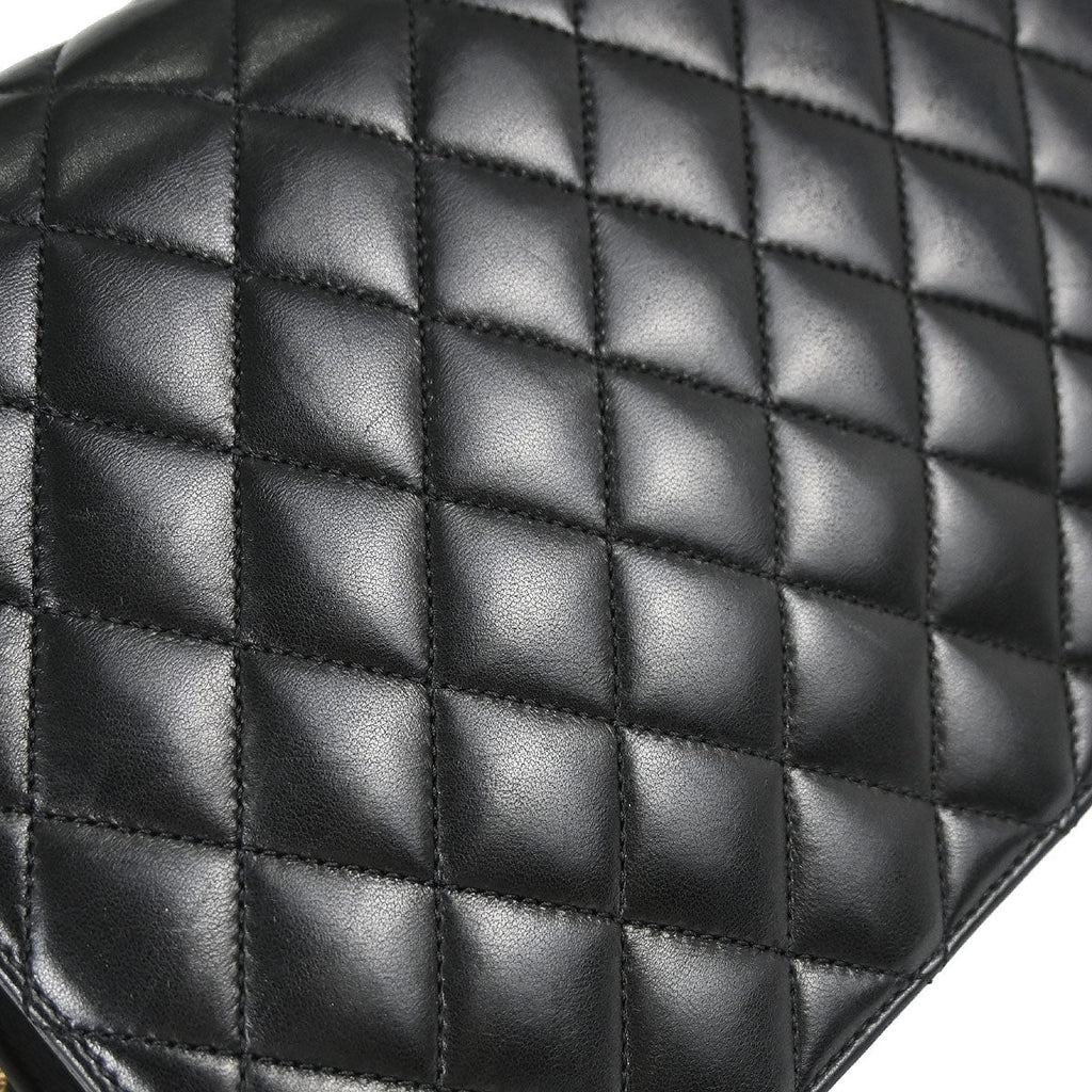 Chanel 2010-2011 Black Lambskin Turnlock Medium Half Flap Shoulder Bag