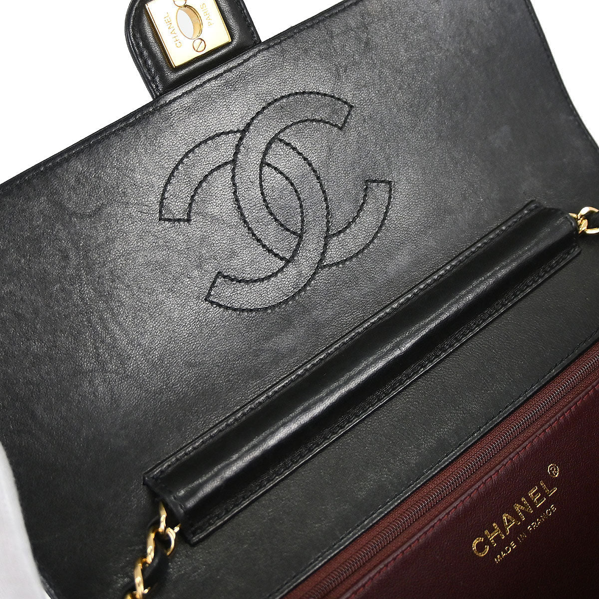 Chanel 2010-2011 Black Lambskin Turnlock Medium Half Flap Shoulder Bag