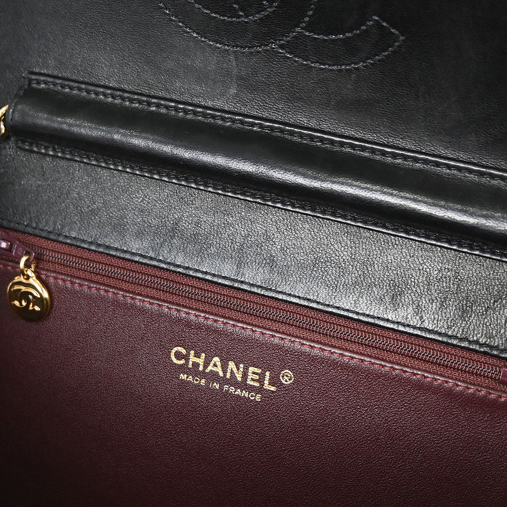 Chanel 2010-2011 Black Lambskin Turnlock Medium Half Flap Shoulder Bag