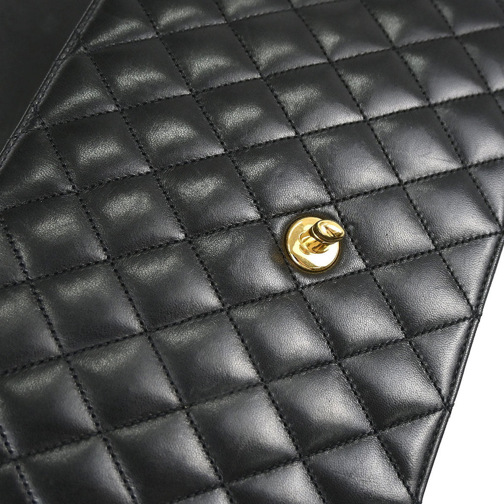 Chanel 2010-2011 Black Lambskin Turnlock Medium Half Flap Shoulder Bag