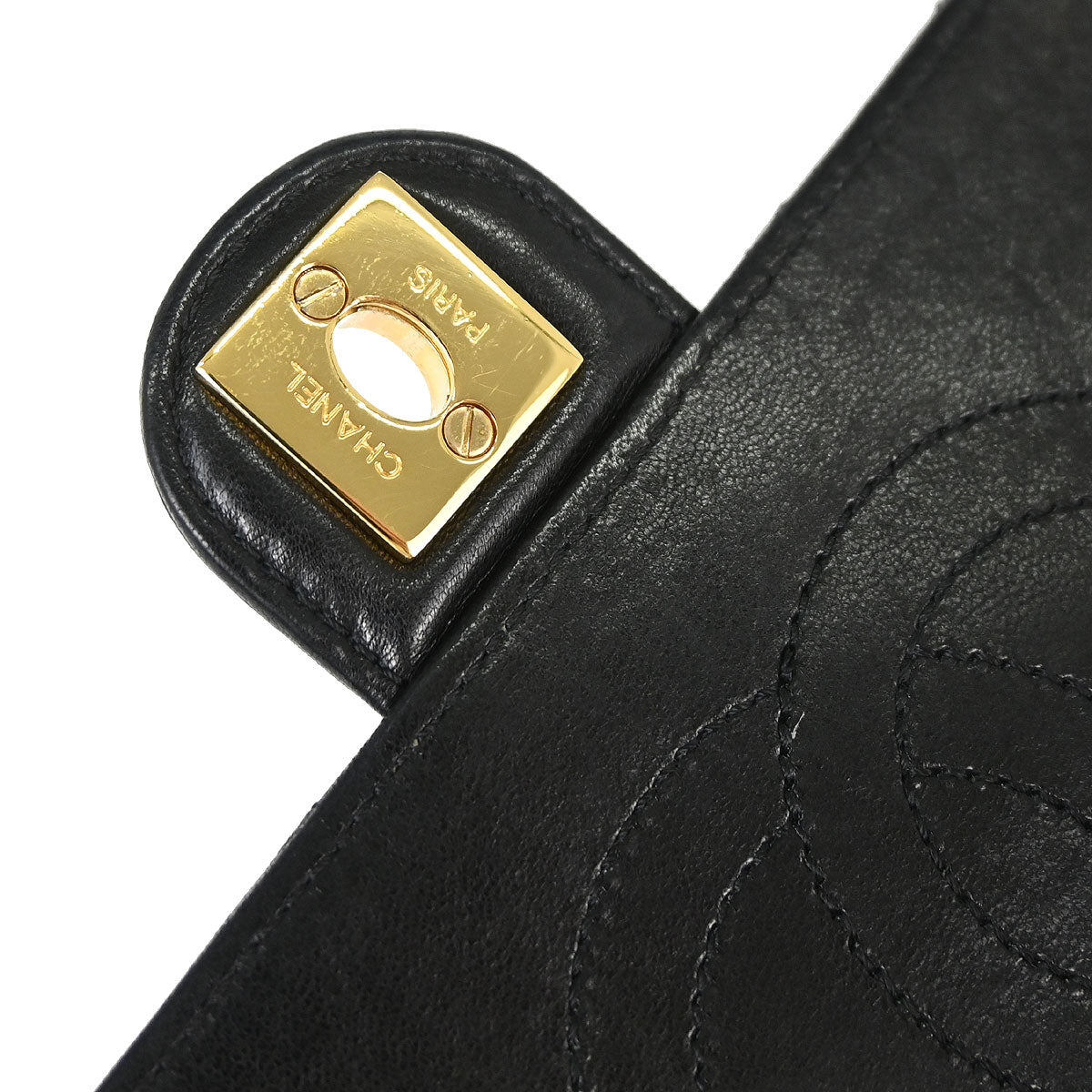 Chanel 2010-2011 Black Lambskin Turnlock Medium Half Flap Shoulder Bag