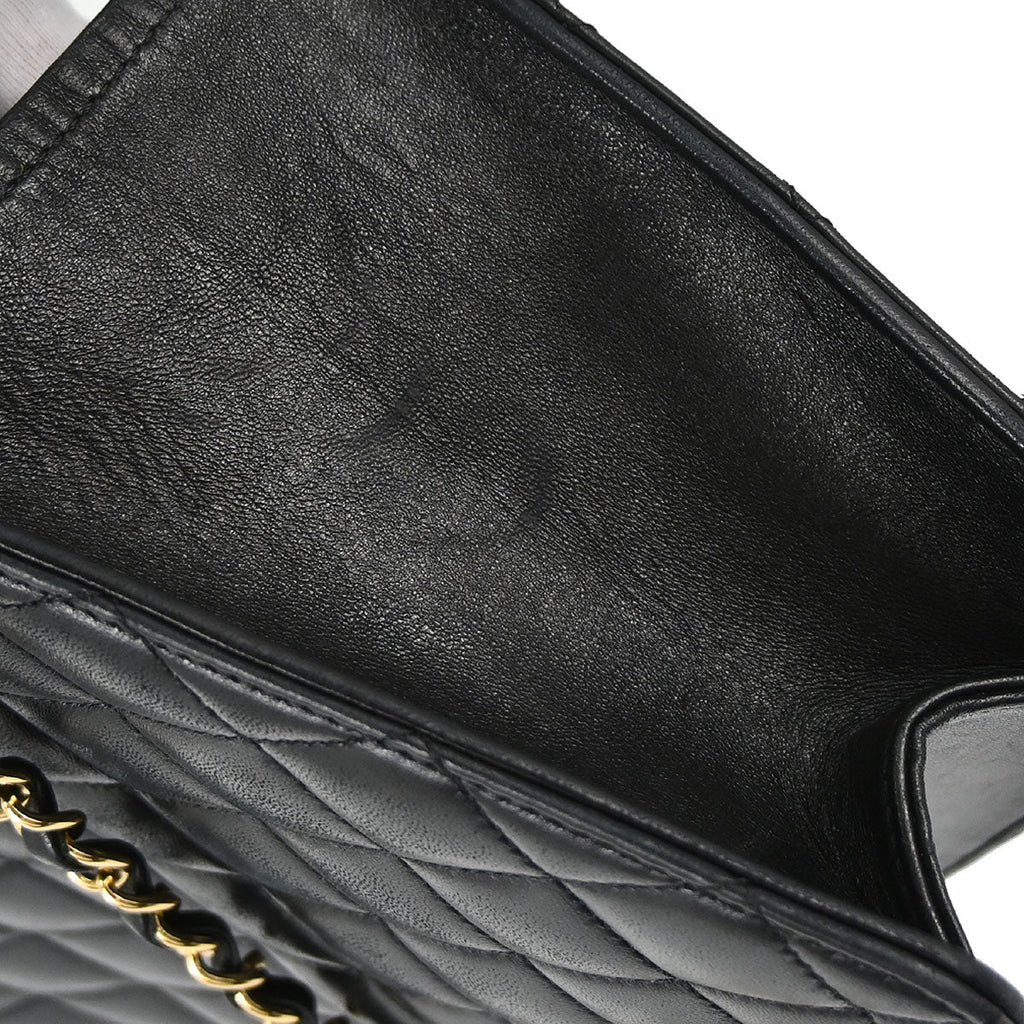 Chanel 2010-2011 Black Lambskin Turnlock Medium Half Flap Shoulder Bag