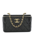 Chanel Lambskin Quilted Small CC Dynasty Vanity Case With Chain Black