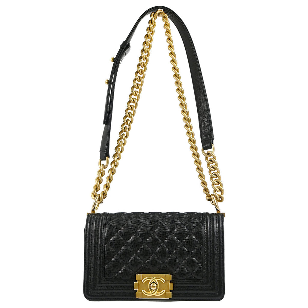 Boy Chanel 2019 Black Caviar Skin Small Chain Shoulder Bag