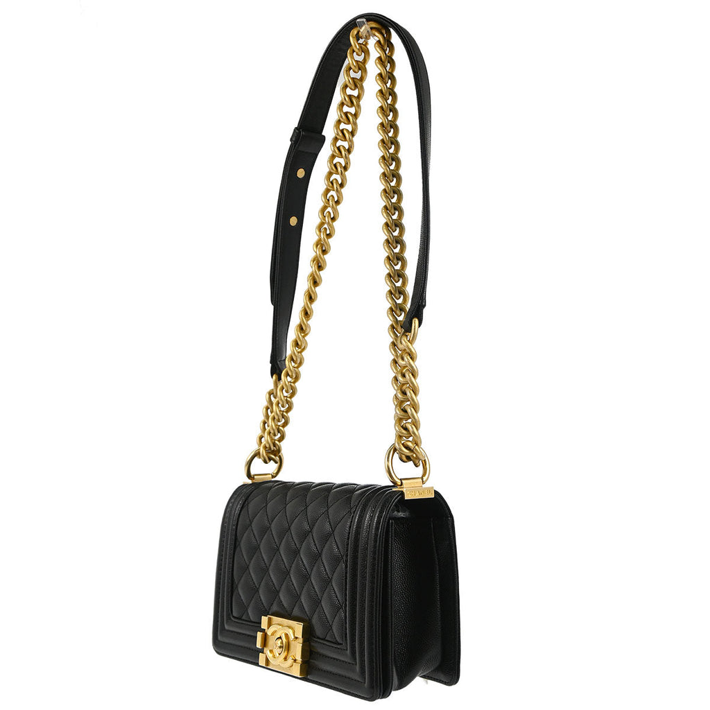 Boy Chanel 2019 Black Caviar Skin Small Chain Shoulder Bag