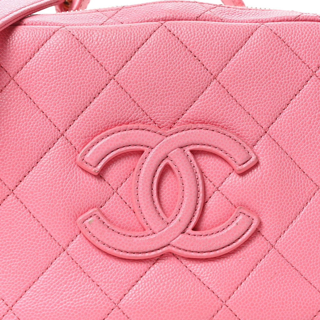 Chanel Caviar Quilted CC Small Top Handle Vanity Case Pink