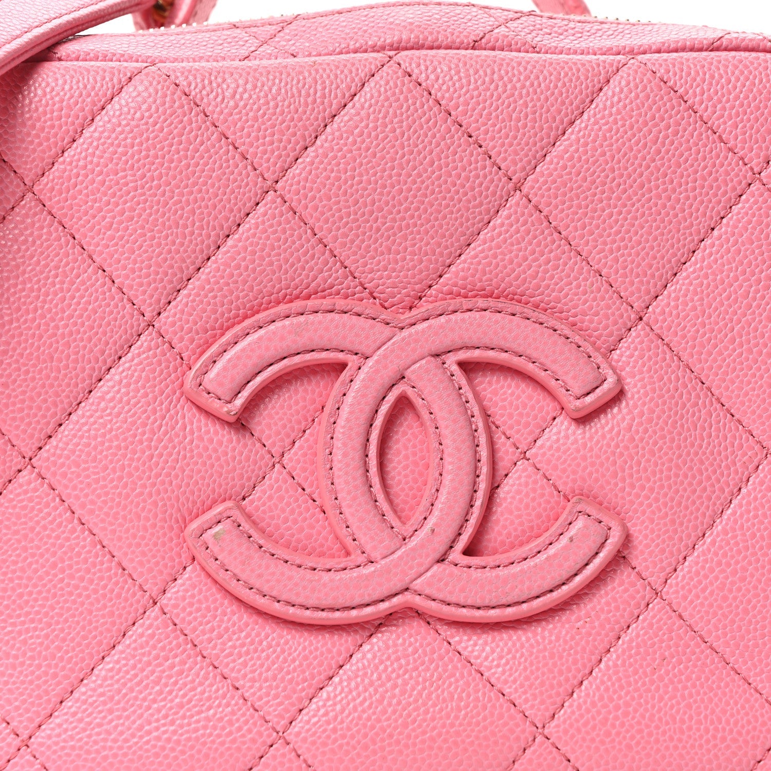 Chanel Caviar Quilted CC Small Top Handle Vanity Case Pink