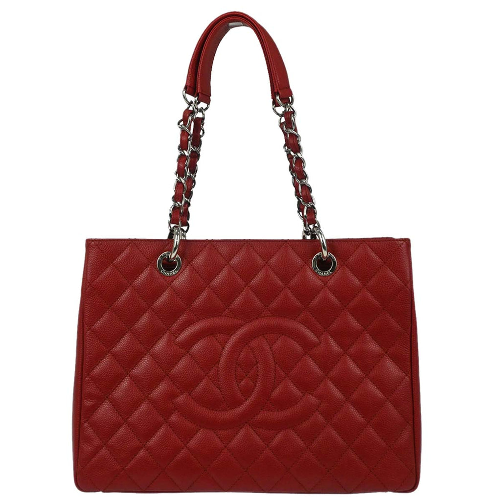 Chanel 2012-2013 Red Caviar Skin Grand Shopping Tote GST Chain Handbag