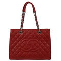 Chanel 2012-2013 Red Caviar Skin Grand Shopping Tote GST Chain Handbag