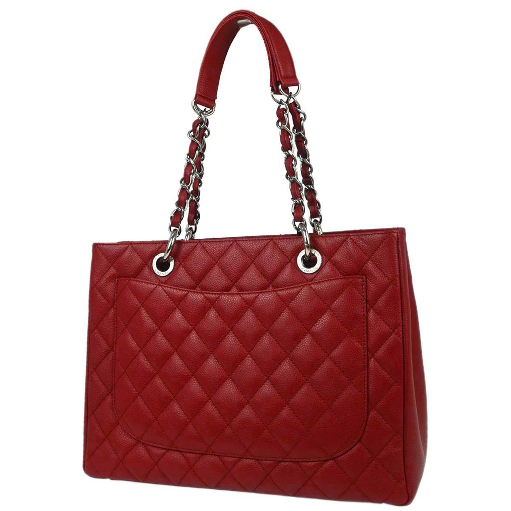 Chanel 2012-2013 Red Caviar Skin Grand Shopping Tote GST Chain Handbag