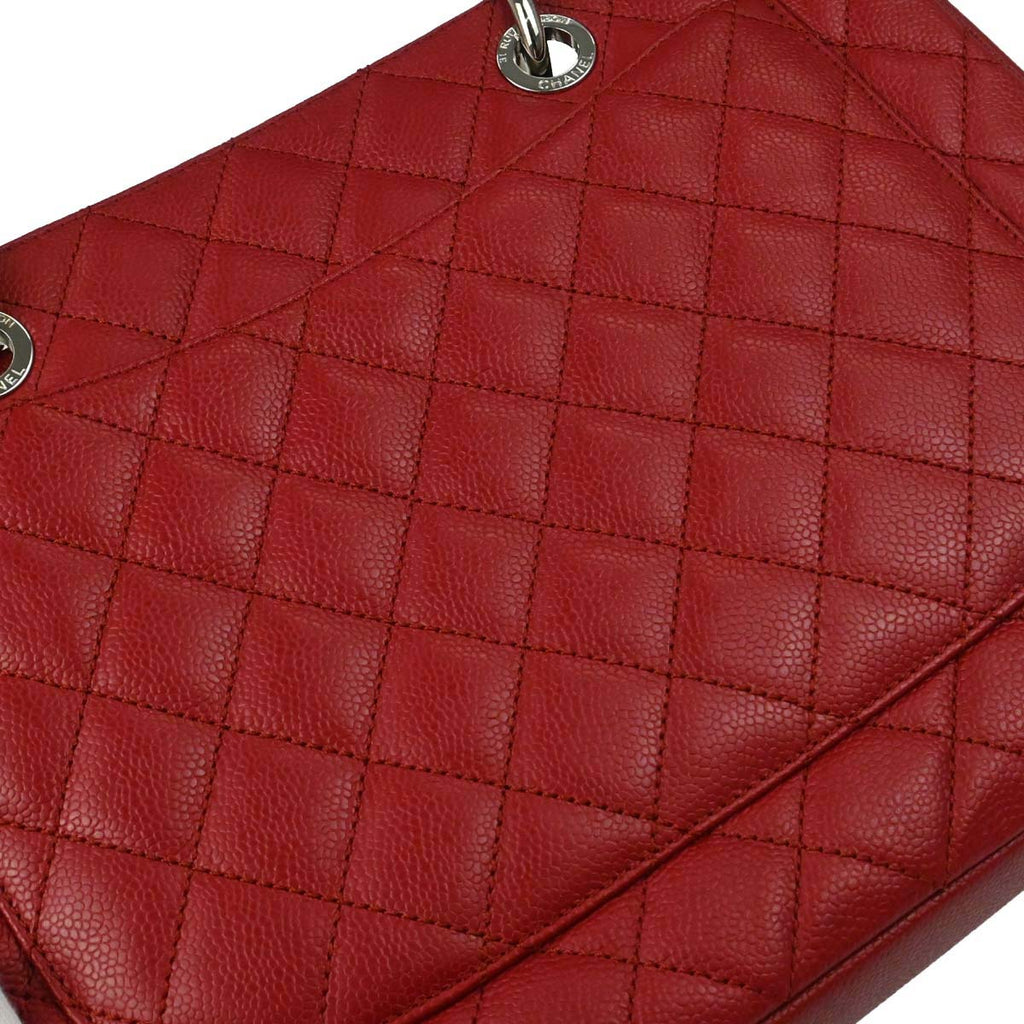 Chanel 2012-2013 Red Caviar Skin Grand Shopping Tote GST Chain Handbag