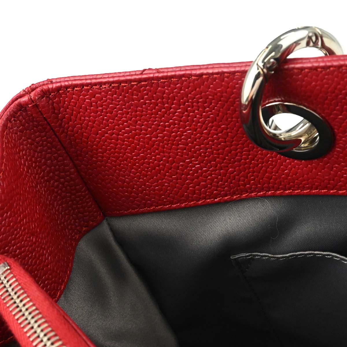 Chanel 2012-2013 Red Caviar Skin Grand Shopping Tote GST Chain Handbag