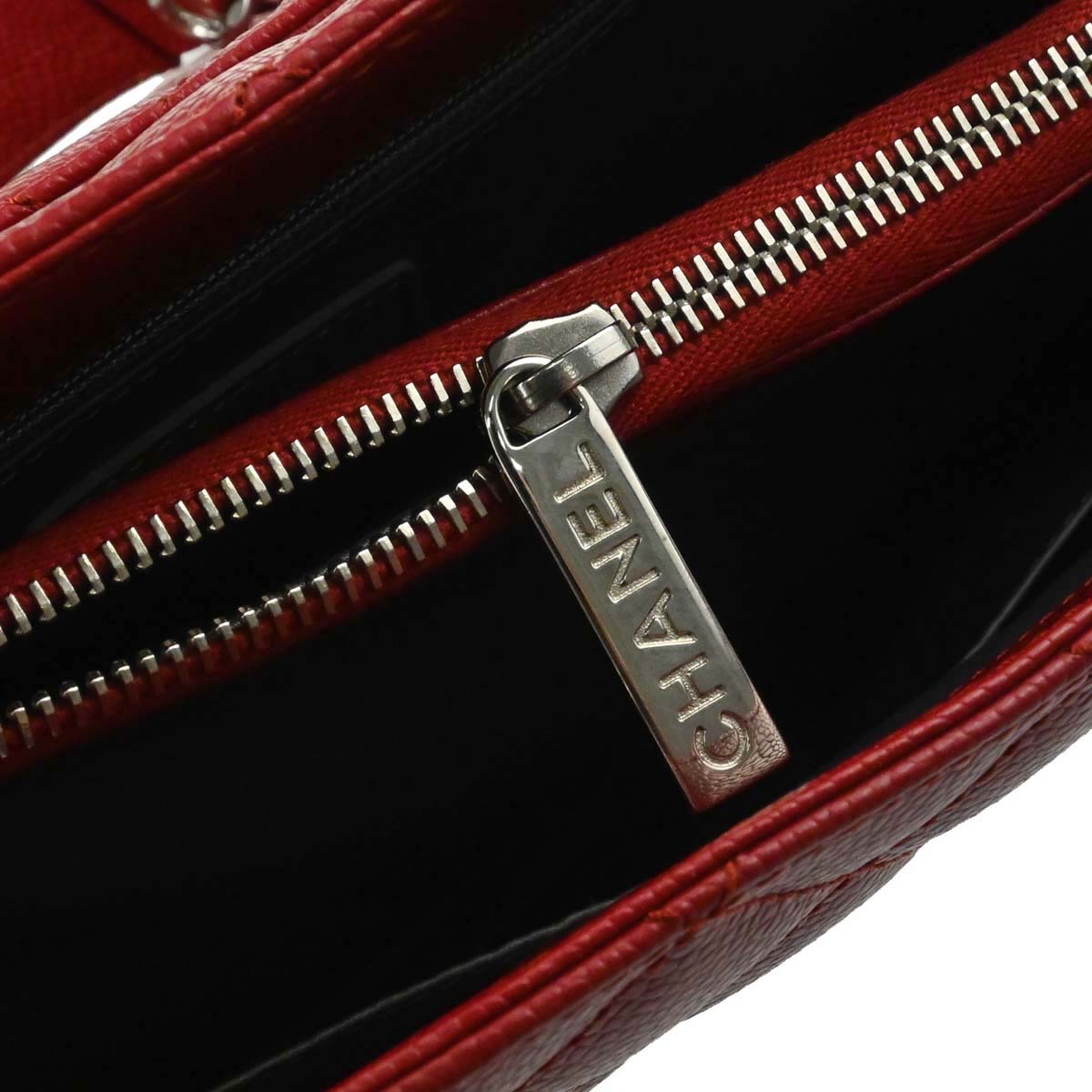 Chanel 2012-2013 Red Caviar Skin Grand Shopping Tote GST Chain Handbag