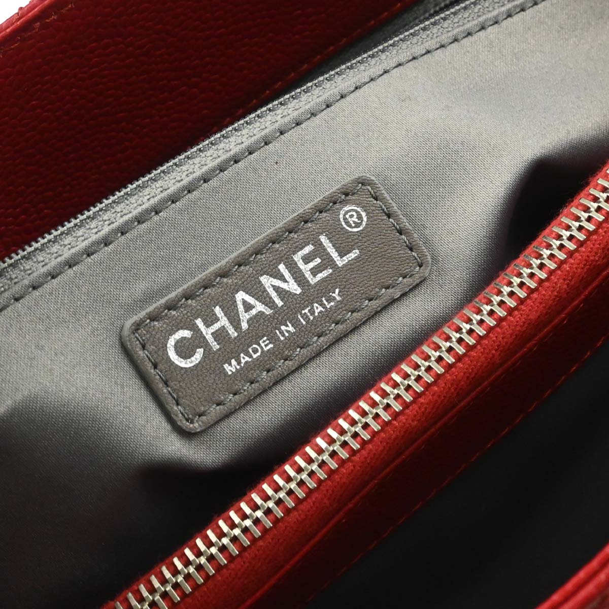 Chanel 2012-2013 Red Caviar Skin Grand Shopping Tote GST Chain Handbag