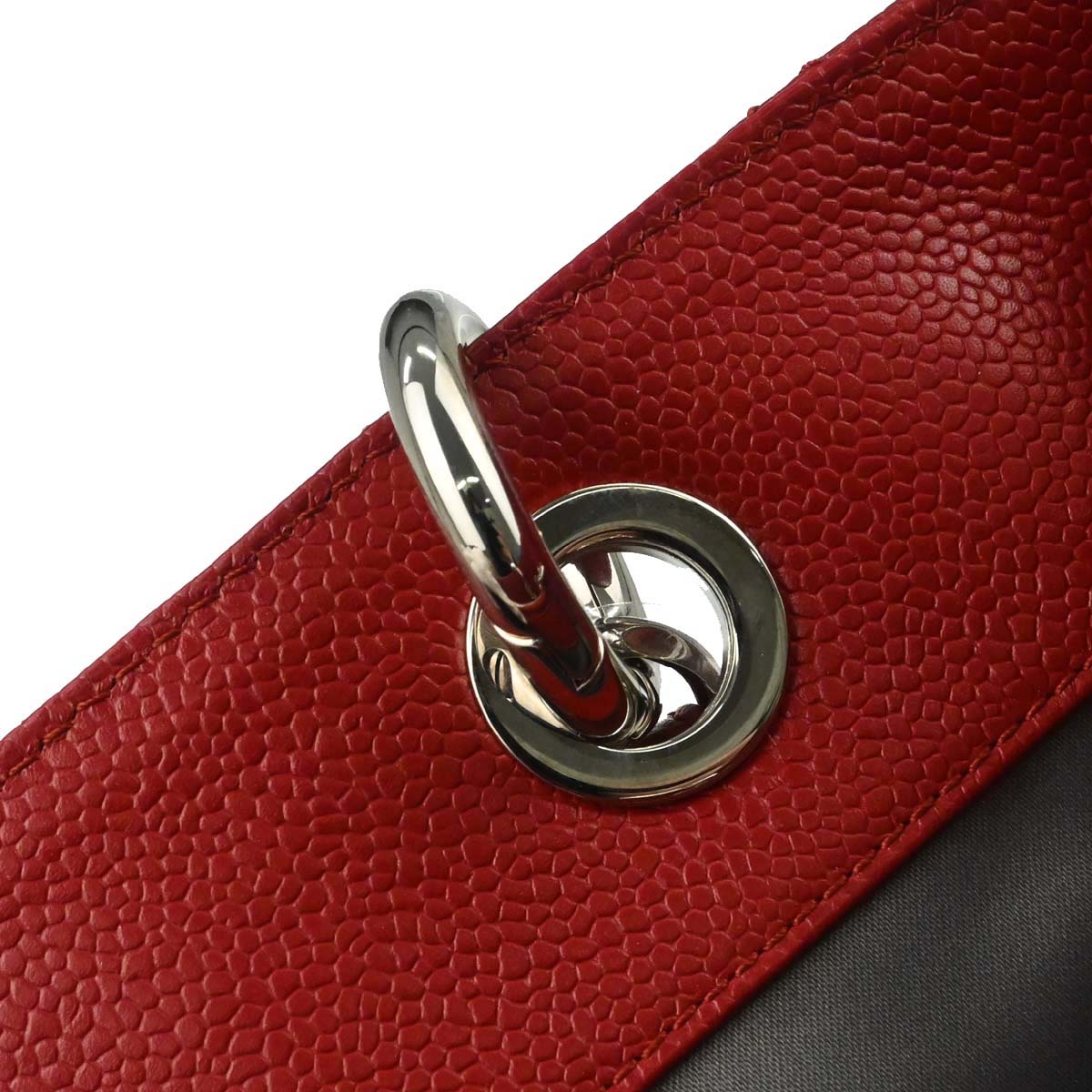 Chanel 2012-2013 Red Caviar Skin Grand Shopping Tote GST Chain Handbag