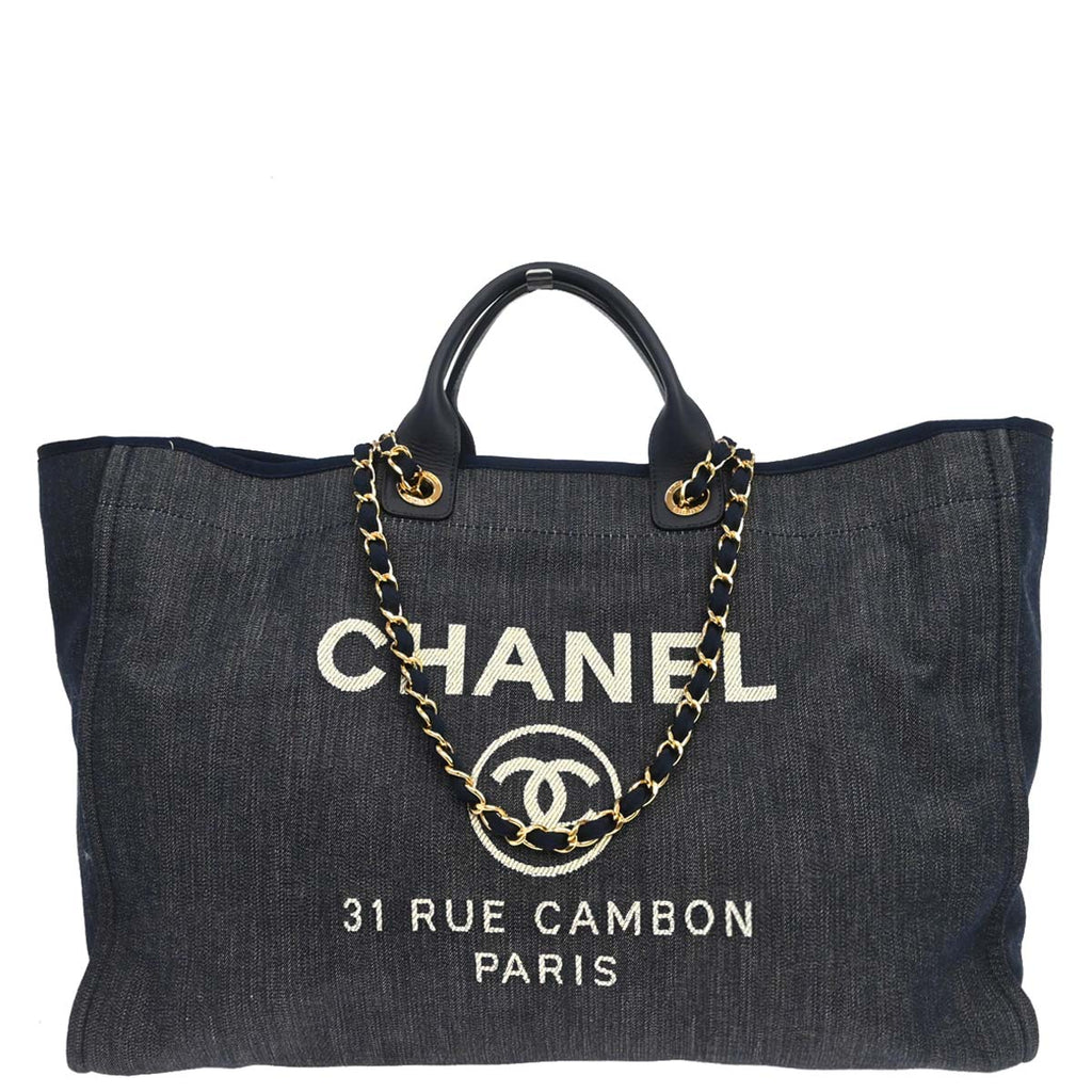 Chanel 2012-2013 Navy Denim Deauville 2way Shoulder Tote Handbag