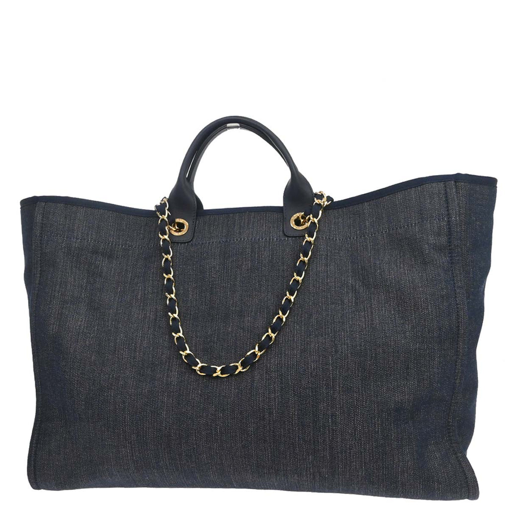 Chanel 2012-2013 Navy Denim Deauville 2way Shoulder Tote Handbag
