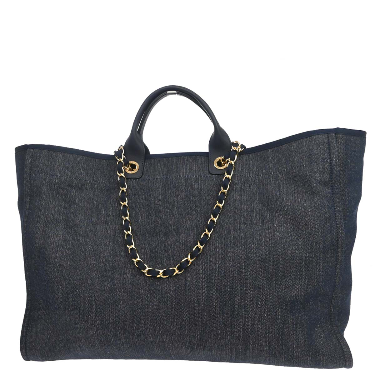 Chanel 2012-2013 Navy Denim Deauville 2way Shoulder Tote Handbag