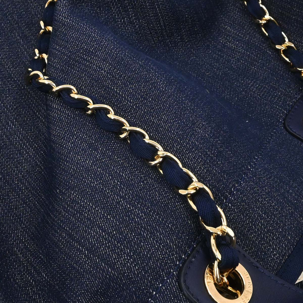 Chanel 2012-2013 Navy Denim Deauville 2way Shoulder Tote Handbag