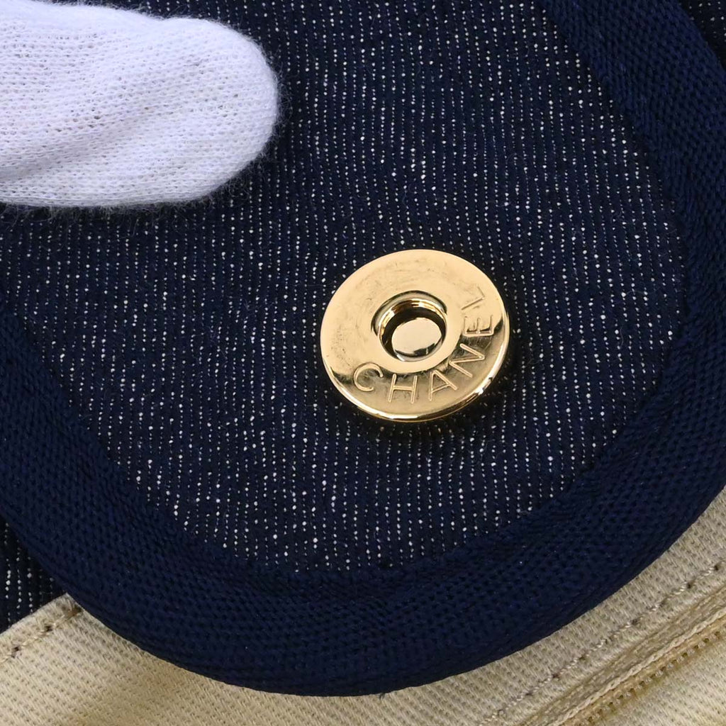 Chanel 2012-2013 Navy Denim Deauville 2way Shoulder Tote Handbag