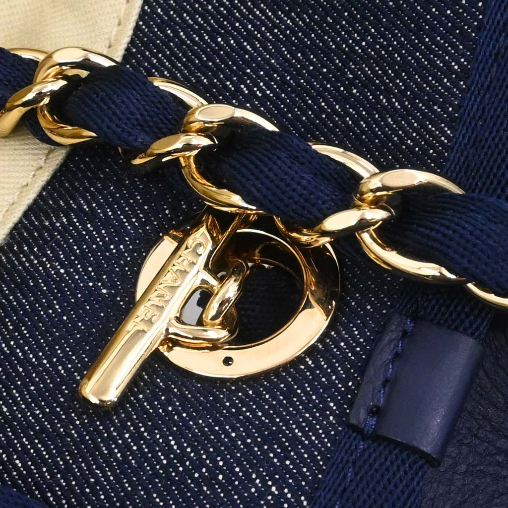 Chanel 2012-2013 Navy Denim Deauville 2way Shoulder Tote Handbag