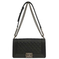 Boy Chanel 2019 Black Caviar Skin Medium Chain Shoulder Bag