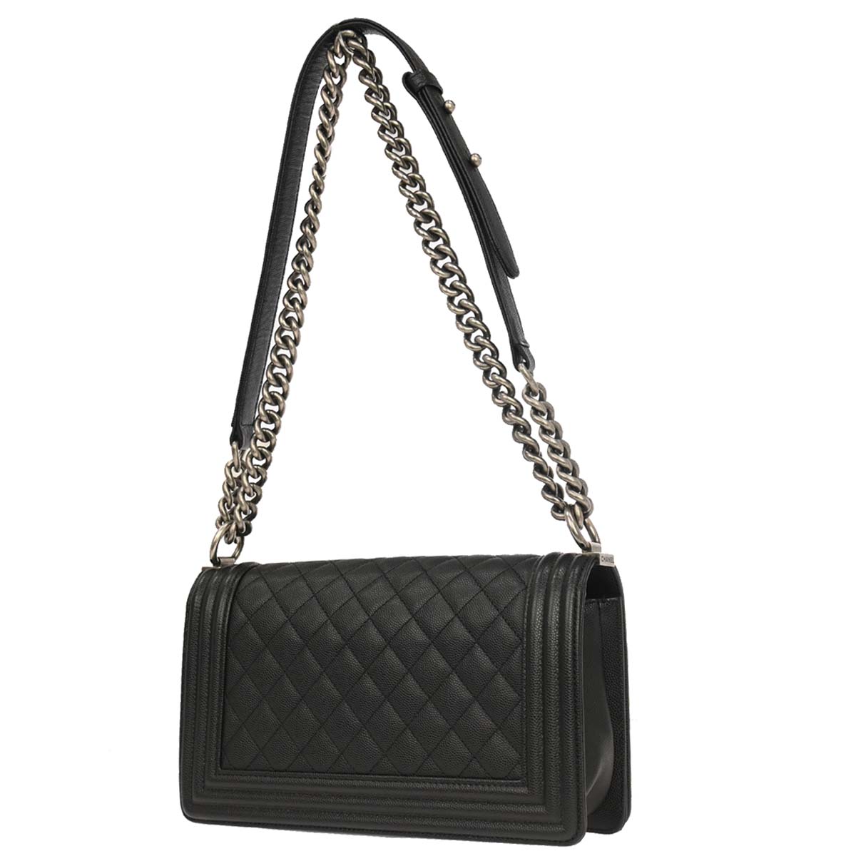 Boy Chanel 2019 Black Caviar Skin Medium Chain Shoulder Bag
