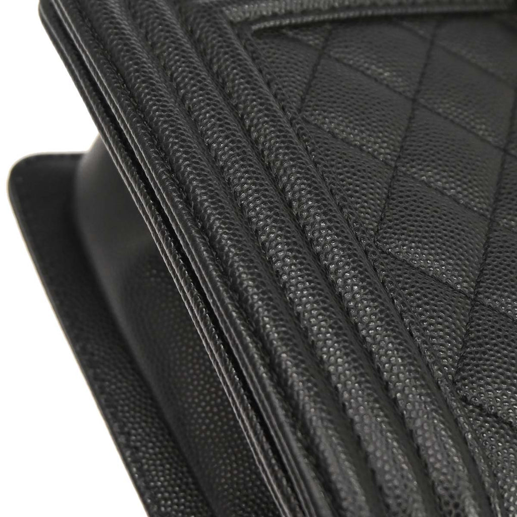 Boy Chanel 2019 Black Caviar Skin Medium Chain Shoulder Bag