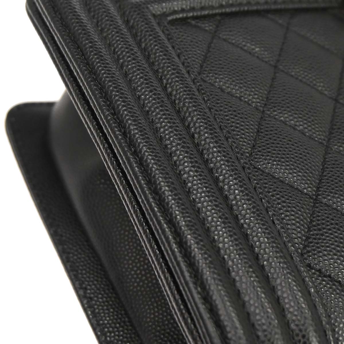 Boy Chanel 2019 Black Caviar Skin Medium Chain Shoulder Bag