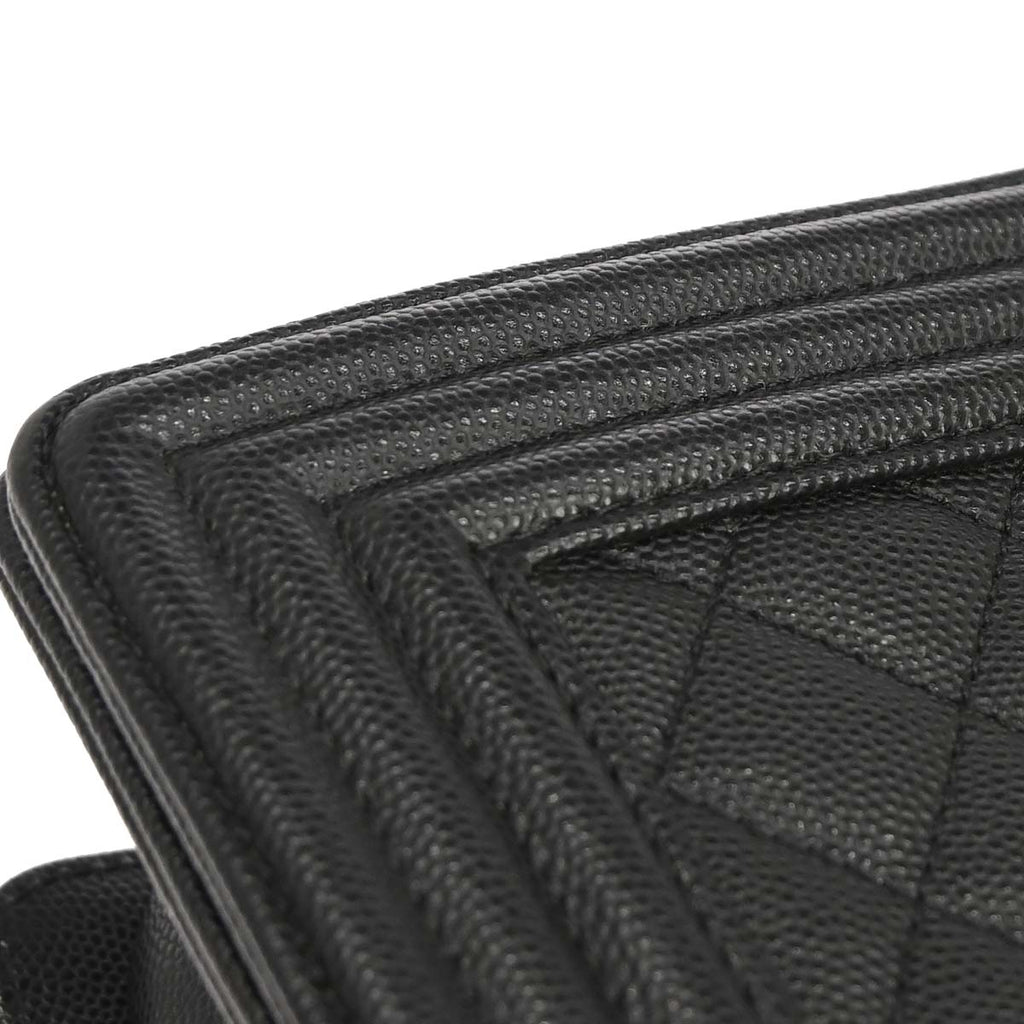 Boy Chanel 2019 Black Caviar Skin Medium Chain Shoulder Bag