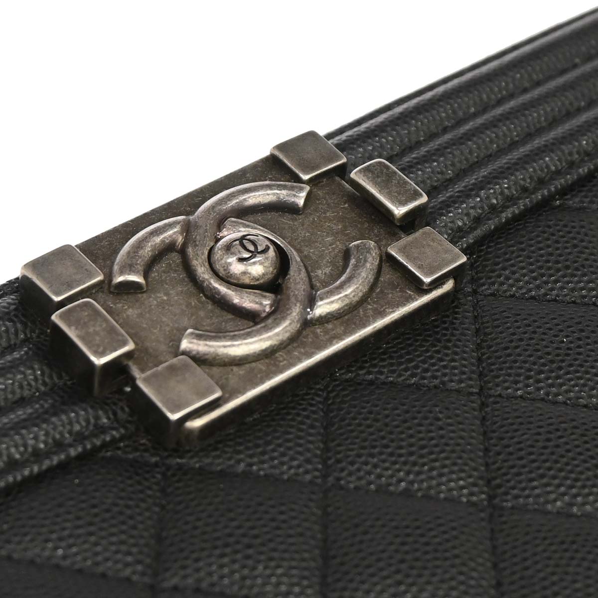 Boy Chanel 2019 Black Caviar Skin Medium Chain Shoulder Bag