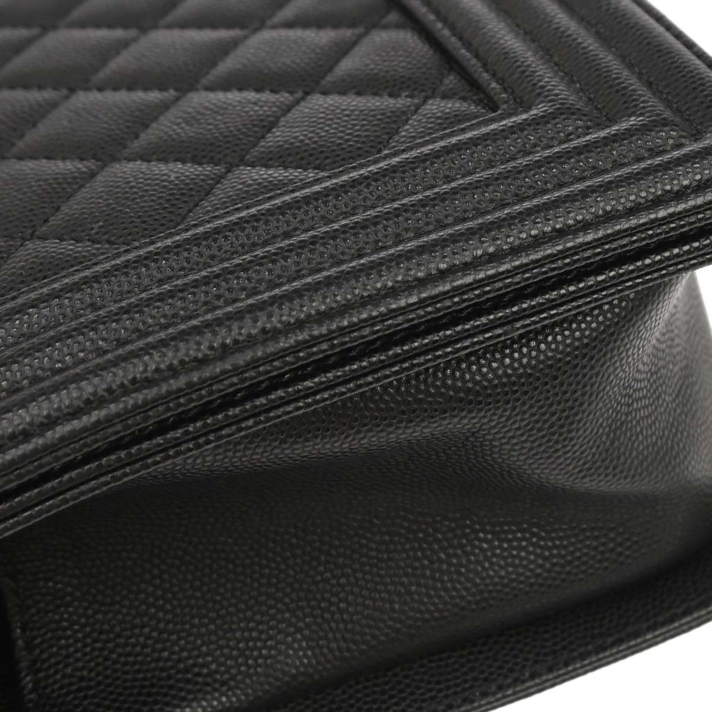 Boy Chanel 2019 Black Caviar Skin Medium Chain Shoulder Bag