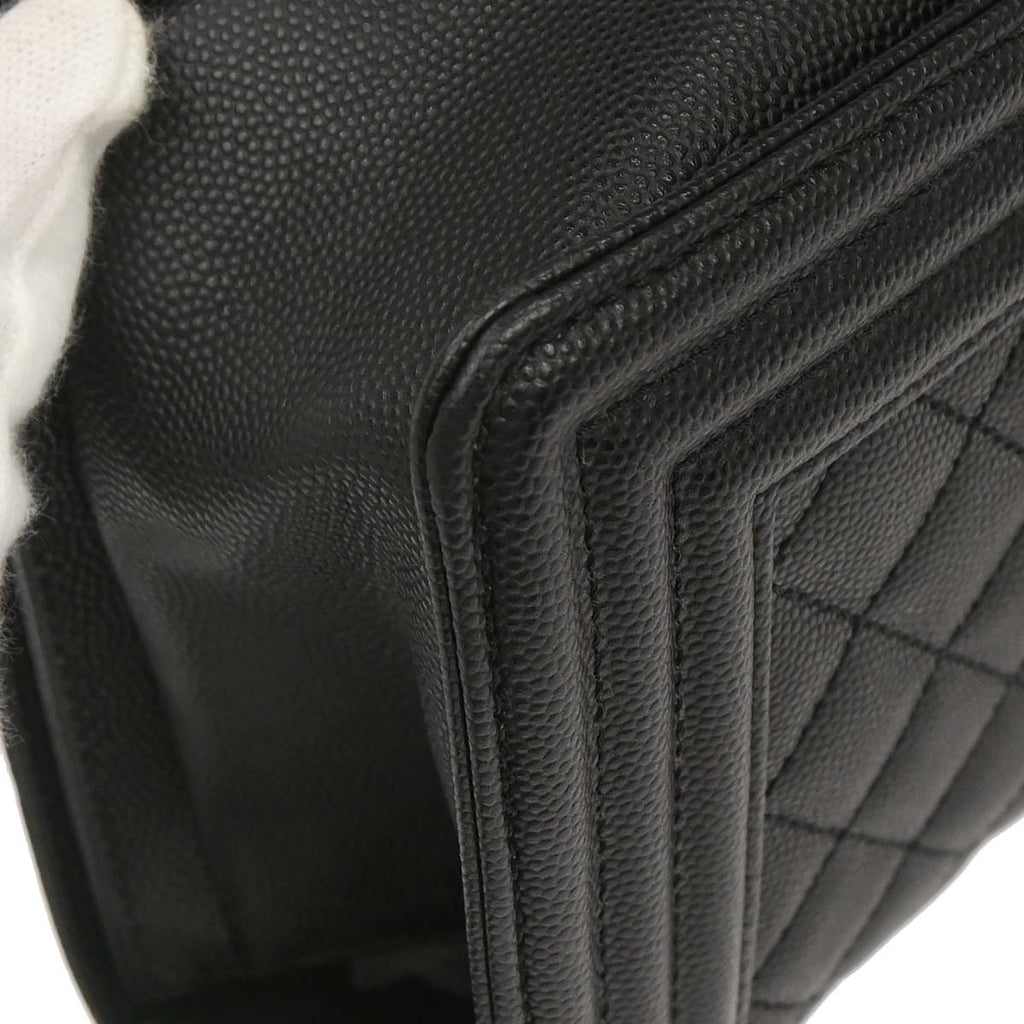 Boy Chanel 2019 Black Caviar Skin Medium Chain Shoulder Bag