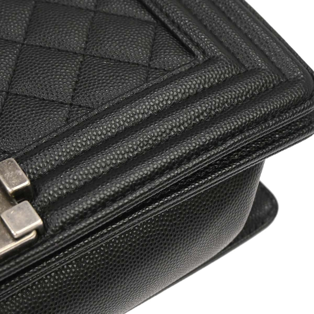 Boy Chanel 2019 Black Caviar Skin Medium Chain Shoulder Bag